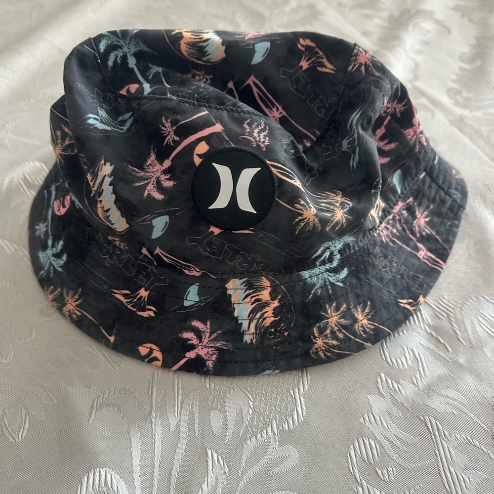 Hurley Kids' Black Hat with Colorful Tropical Design